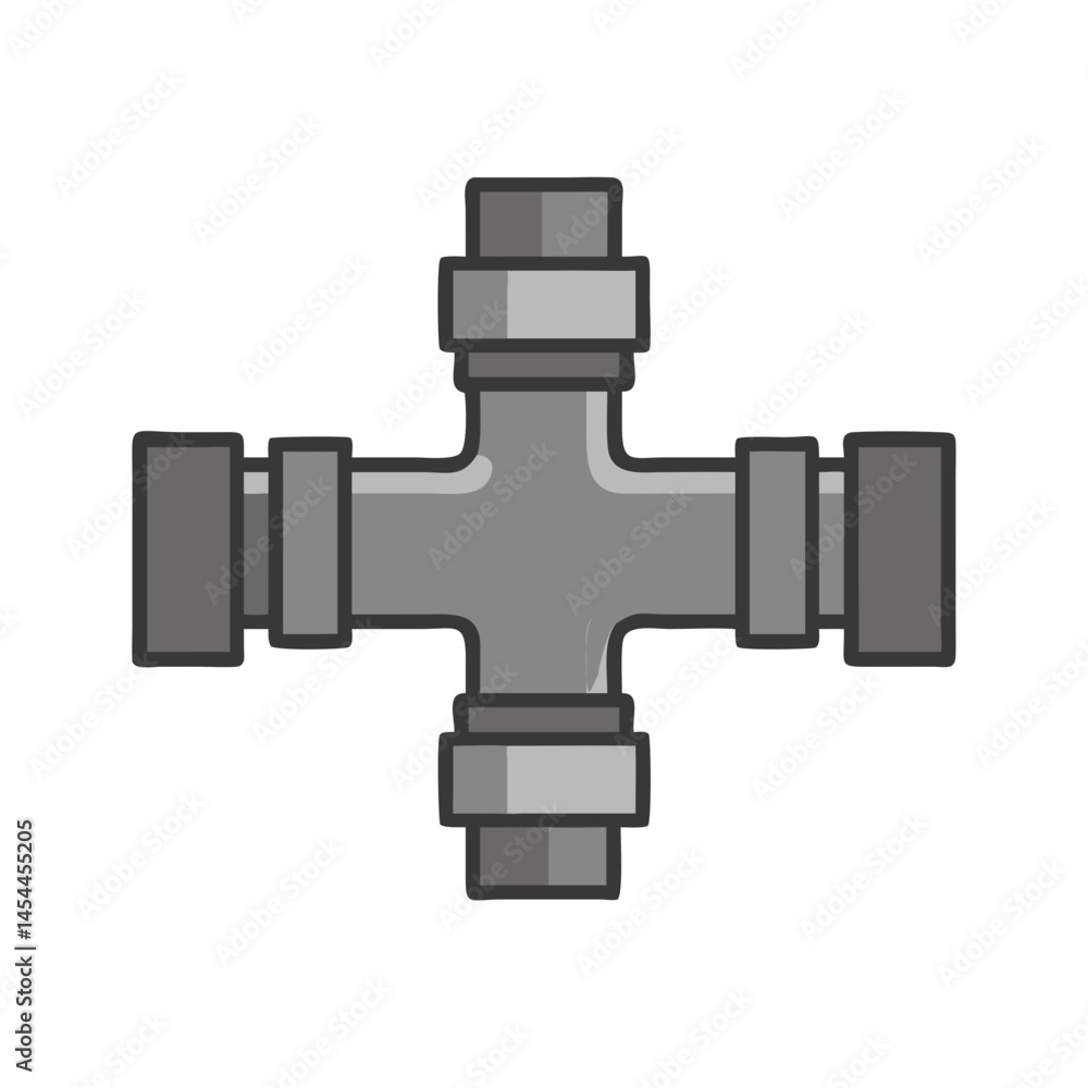 Naklejka premium Pipe Valve Cross Connector Icon Representing Plumbing and Water Distribution Systems