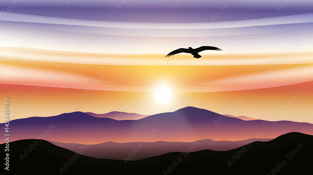 Peaceful sunrise over mountains Peaceful sunrise over mountains