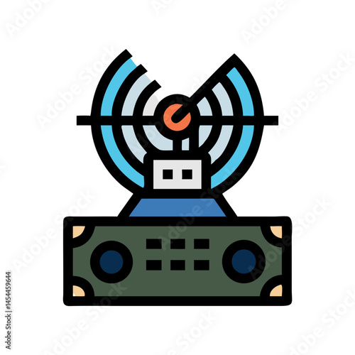 Radar Scanner Icon Representing Military Detection and Surveillance System