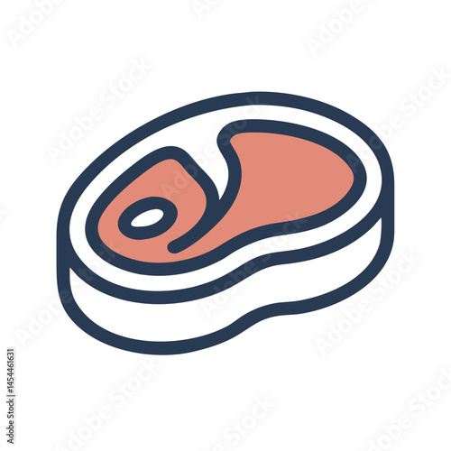 Raw Steak Icon Representing Uncooked Meat Cut and Culinary Preparation