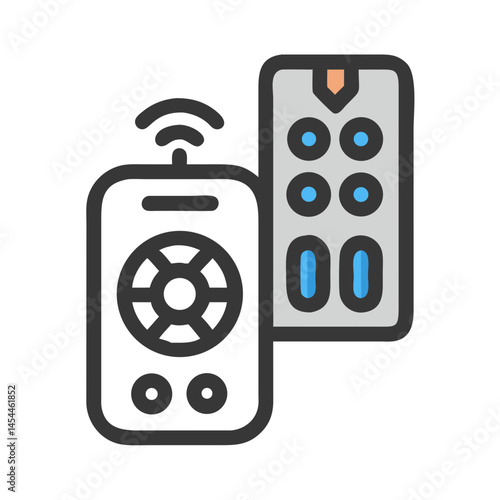 Remote Control Device Icon for Electronic Navigation and Appliance Management