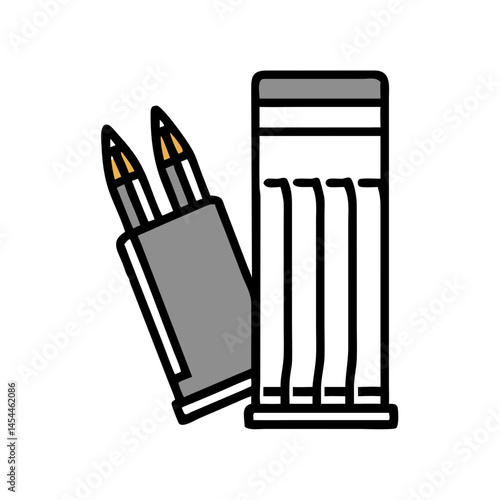 Rifle Magazine with Ammunition Icon Representing Firearm Accessories and Military Armament