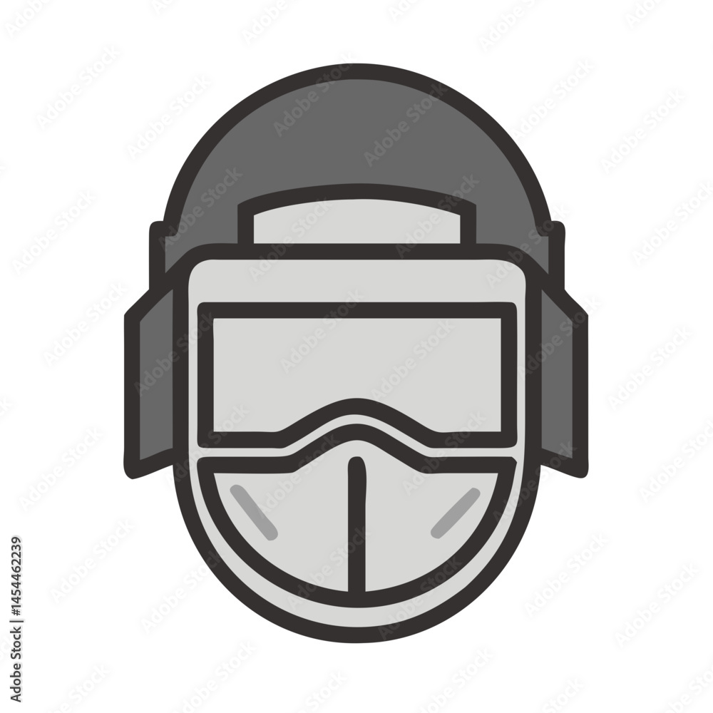 Obraz premium Riot Helmet with Face Shield Icon Representing Tactical Protection and Law Enforcement Gear