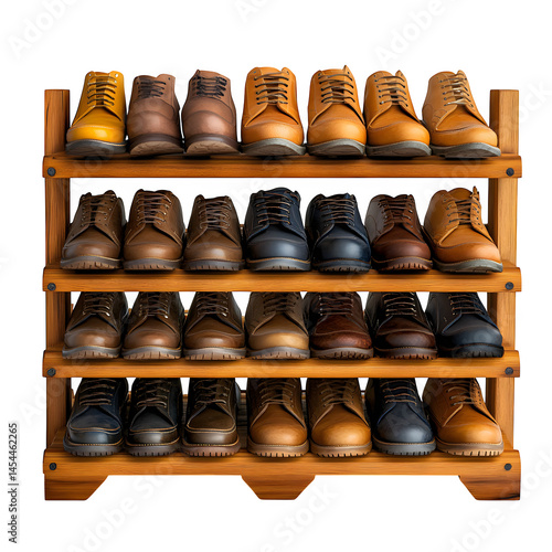 Wallpaper Mural Shoe rack with pairs of shoes, front view, isolated Torontodigital.ca