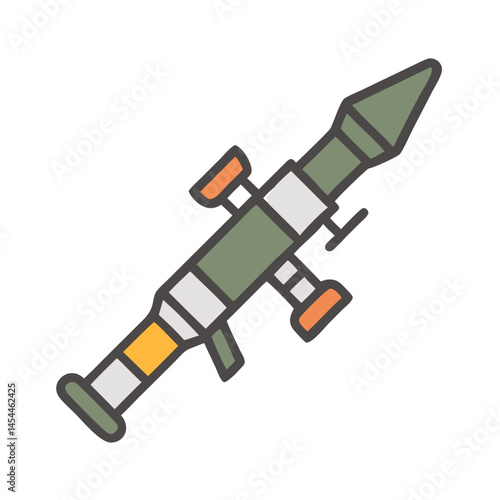 Rocket Propelled Grenade Launcher Icon Representing Military Weaponry and Tactical Combat Equipment