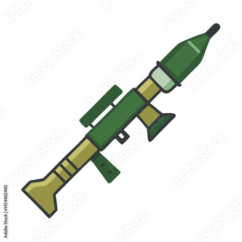 Rocket Propelled Grenade Launcher Icon Representing Military Weaponry and Tactical Combat Equipment