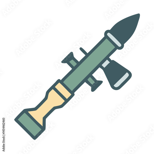 Rocket Propelled Grenade Launcher Icon Representing Military Weaponry and Tactical Combat Equipment