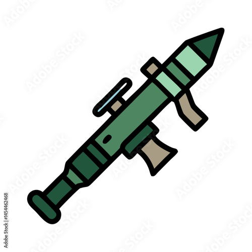 Rocket Propelled Grenade Launcher Icon Representing Military Weaponry and Tactical Combat Equipment