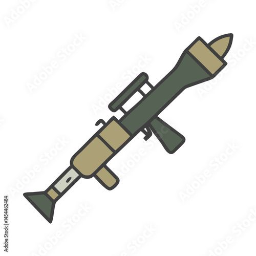 Rocket Propelled Grenade Launcher Icon Representing Military Weaponry and Tactical Combat Equipment