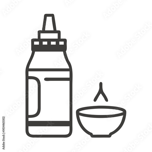Sauce Bottle with Bowl Icon Representing Condiment Serving and Flavor Enhancement