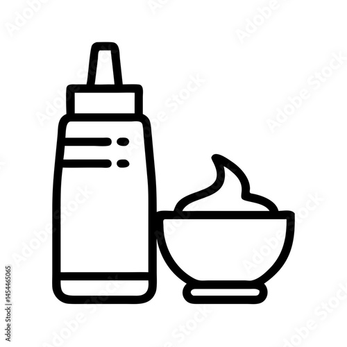 Sauce Bottle with Bowl Icon Representing Condiment Serving and Flavor Enhancement