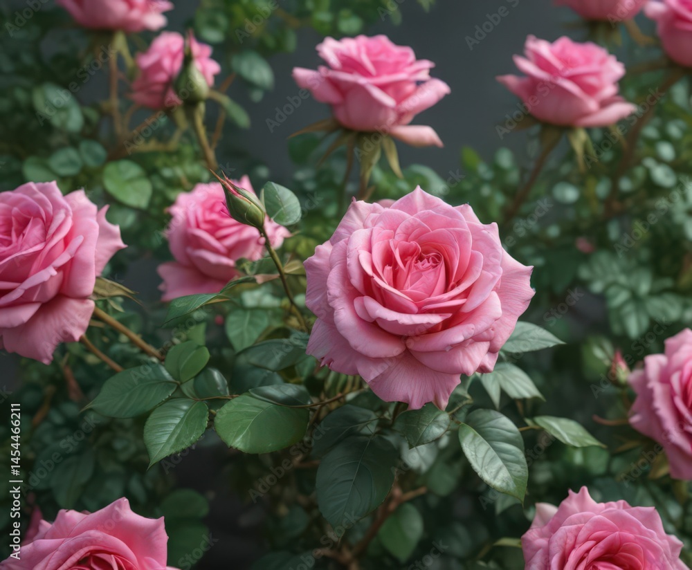 Intense pink rose blooms, lush greenery, shallow depth of field, rose wallpaper, roses, elegant Intense pink rose blooms, lush greenery, shallow depth of field, rose wallpaper, roses, elegant