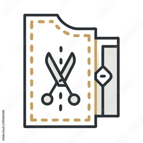 Sewing Pattern with Scissors Icon Representing Design Cutting and Garment Crafting