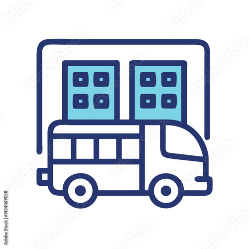 Shuttle Bus Icon Representing Office Transport and Employee Commute Service