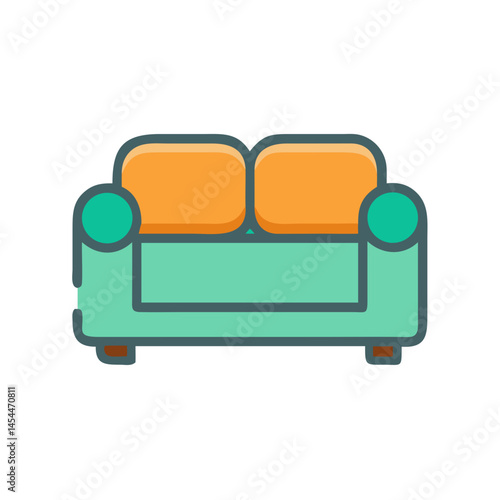 Sofa Couch Icon Representing Home Seating Area and Comfortable Living Room Furniture