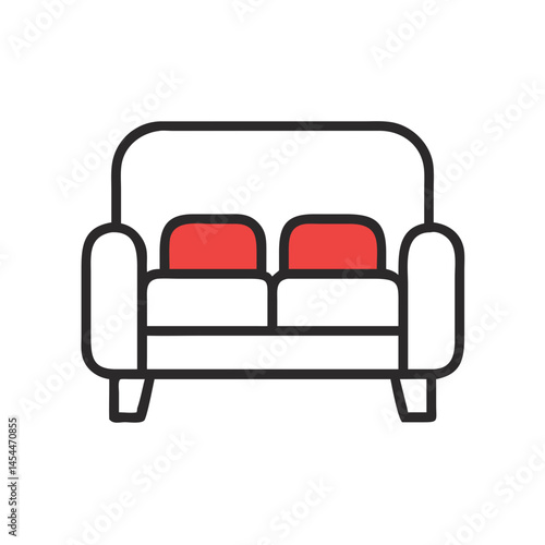 Sofa Furniture Icon Representing Office Lounge and Comfortable Seating Area