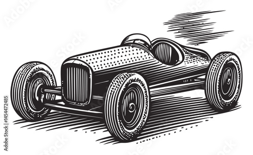 Vintage Racing Car Vector Illustration in Retro Style Design