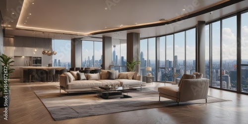 Wallpaper Mural Luxurious high-rise apartment, breathtaking vista ,  living space,  modern design,  sophisticated Torontodigital.ca