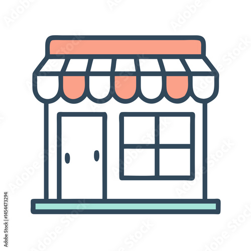 Storefront Icon Representing Retail Shop Entrance and Storefront Display