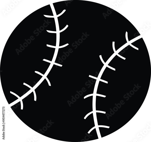 Baseball Symbol: A classic black baseball is shown, its iconic stitching sharply defined, inviting viewers to feel the spirit of sport and nostalgia.