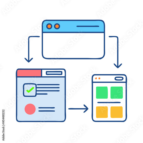 Website Flowchart Diagram Icon Representing Transaction Process Structure