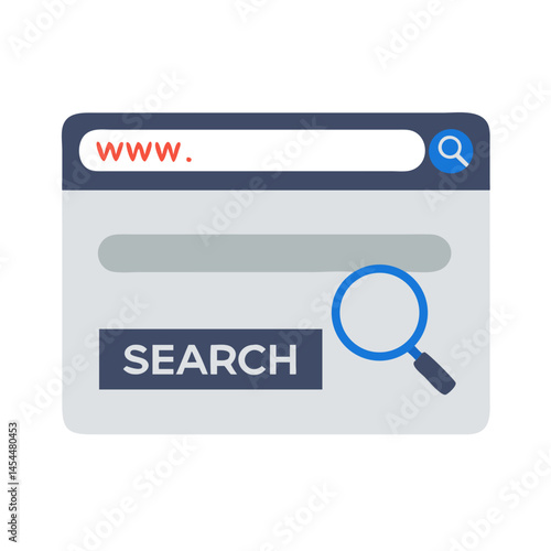 Website with Search Bar and Magnifying Glass Icon Representing Online Search Function
