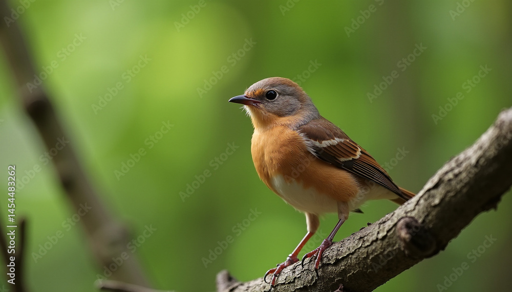 Close-Up of Small Bird Perched on Tree Branch in Natural Habitat Close-Up of Small Bird Perched on Tree Branch in Natural Habitat