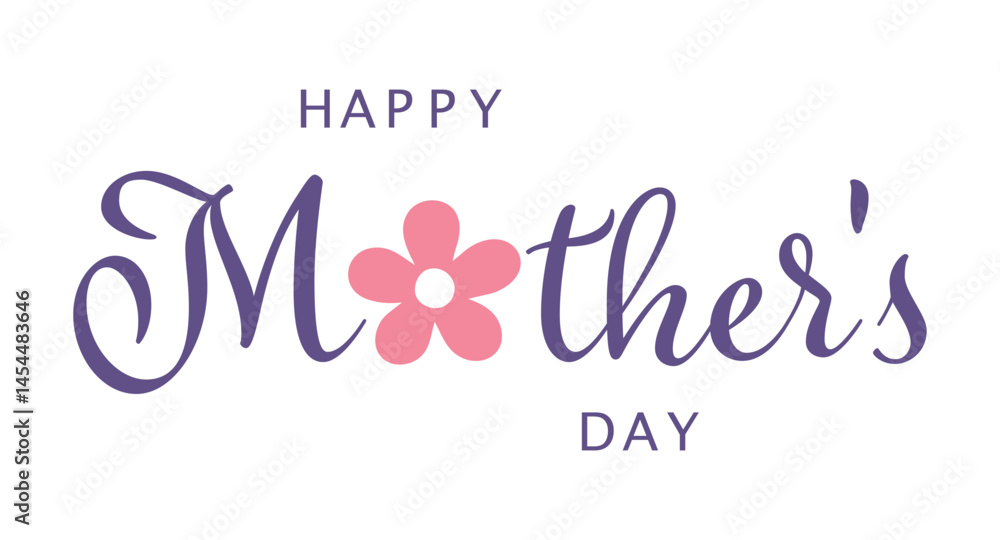 Fototapeta premium Happy Mother's Day Message with Pink Flower as Letter
