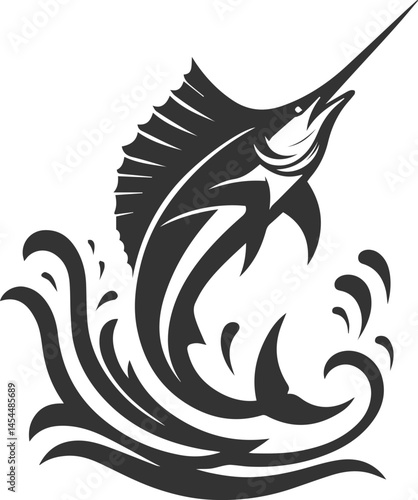 Marlin fish silhouette vector