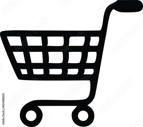 This vector shopping cart icon represents an online shop basket for buying retail goods in e-commerce