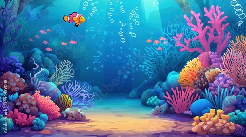 Vibrant Coral Reef Underwater Scene with Fish