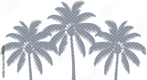 Simple yet striking silhouette of a coconut palm tree against a pure white backdrop ideal for evoking feelings of warmth and relaxation on a tropical beach day