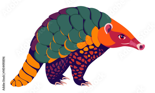Bright cute pangolin. Decorative vector isolated illustration
