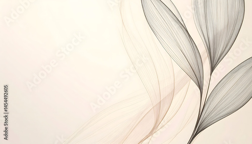 Minimalist Line Art Botanical Illustration with Abstract Leaves a Delicate Harmony Between Modern Design and Natural Elements Embracing Subtle Elegance and Artistic Expression