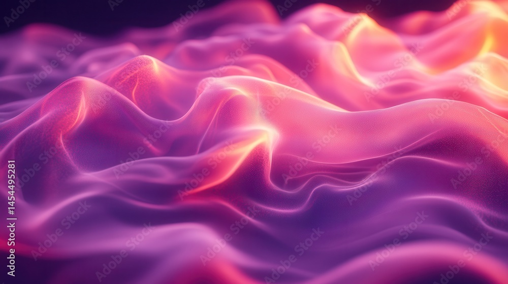 Obraz premium Abstract flowing fabric in vibrant pink and orange hues