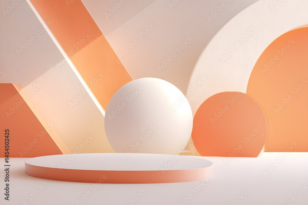 Fototapeta premium Abstract Composition of Geometric Shapes in Warm Orange Tones