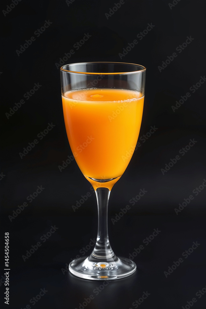 Fresh, cold orange juice and alcoholic wine in isolated glasses are a healthy breakfast and cocktail drinks Fresh, cold orange juice and alcoholic wine in isolated glasses are a healthy breakfast and cocktail drinks