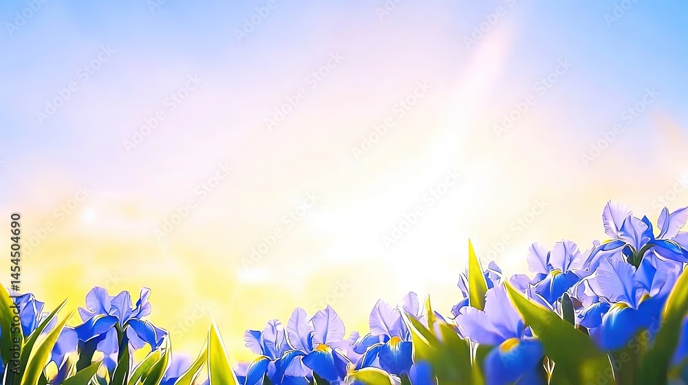 A vibrant springtime scene with wildflowers.