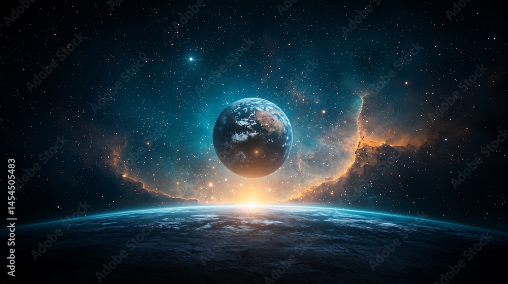 Fototapeta premium Earth in Cosmic Nebula
