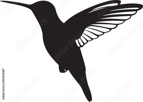 Silhouette of a hummingbird hovering gracefully in flight with wings extended captured in vector style ideal for nature wildlife and birdwatching inspired artwork