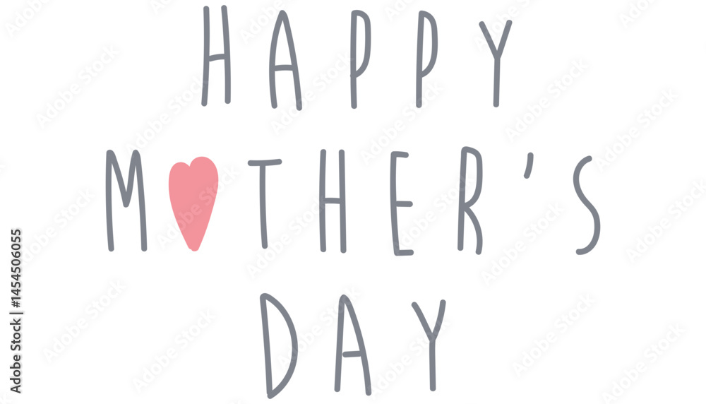 Happy Mother's Day greeting with heart design. in flat color style Happy Mother's Day greeting with heart design. in flat color style