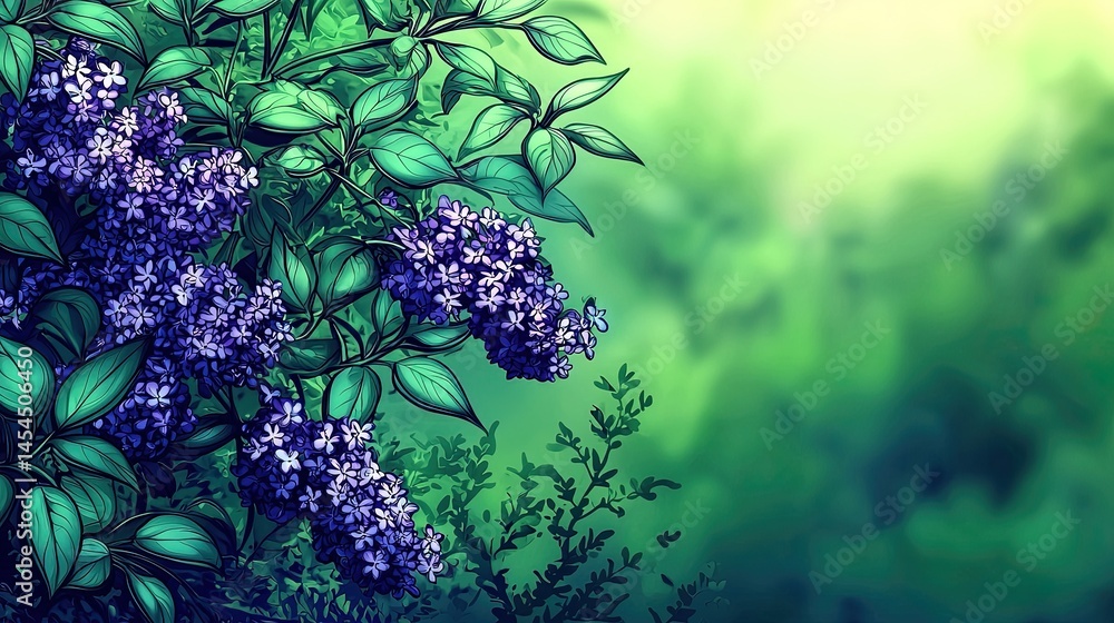 Lush lilac blossoms and foliage in a vibrant springtime scene.