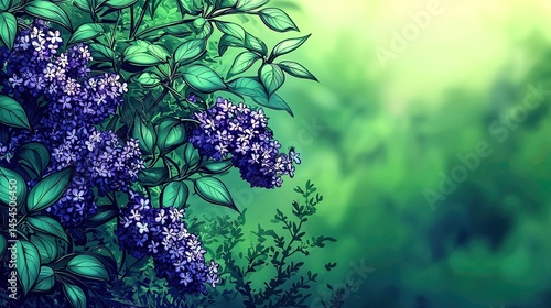 Obraz na płótnie Lush lilac blossoms and foliage in a vibrant springtime scene. w salonie