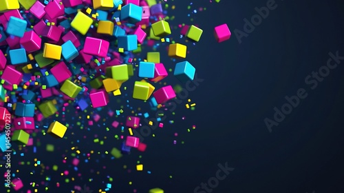 Obraz na płótnie Colorful cubic shapes exploding in a dynamic display. w salonie