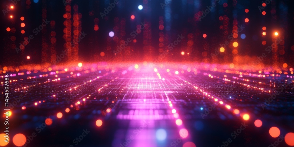 Fototapeta premium Glowing neon elements in a futuristic abstract composition