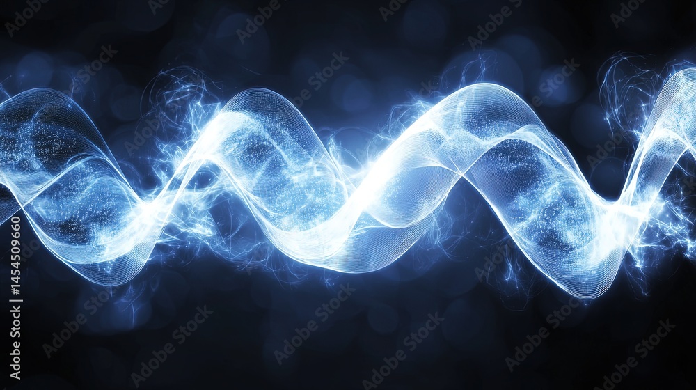 Abstract swirling light design against a dark backdrop.