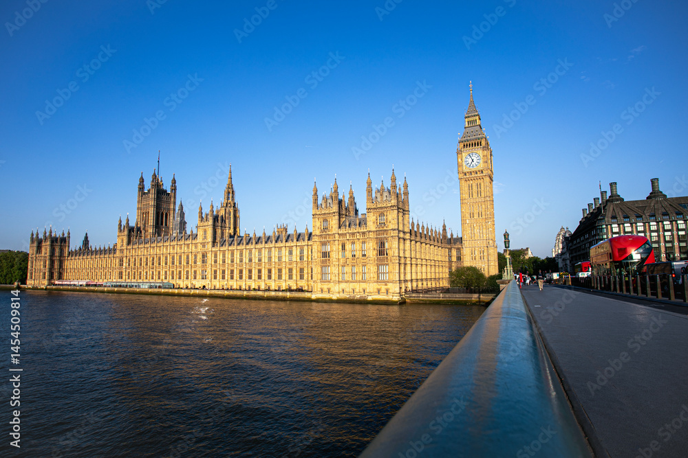 The Iconic and Famous View of the Houses of Parliament, along with Big Ben, in London City The Iconic and Famous View of the Houses of Parliament, along with Big Ben, in London City