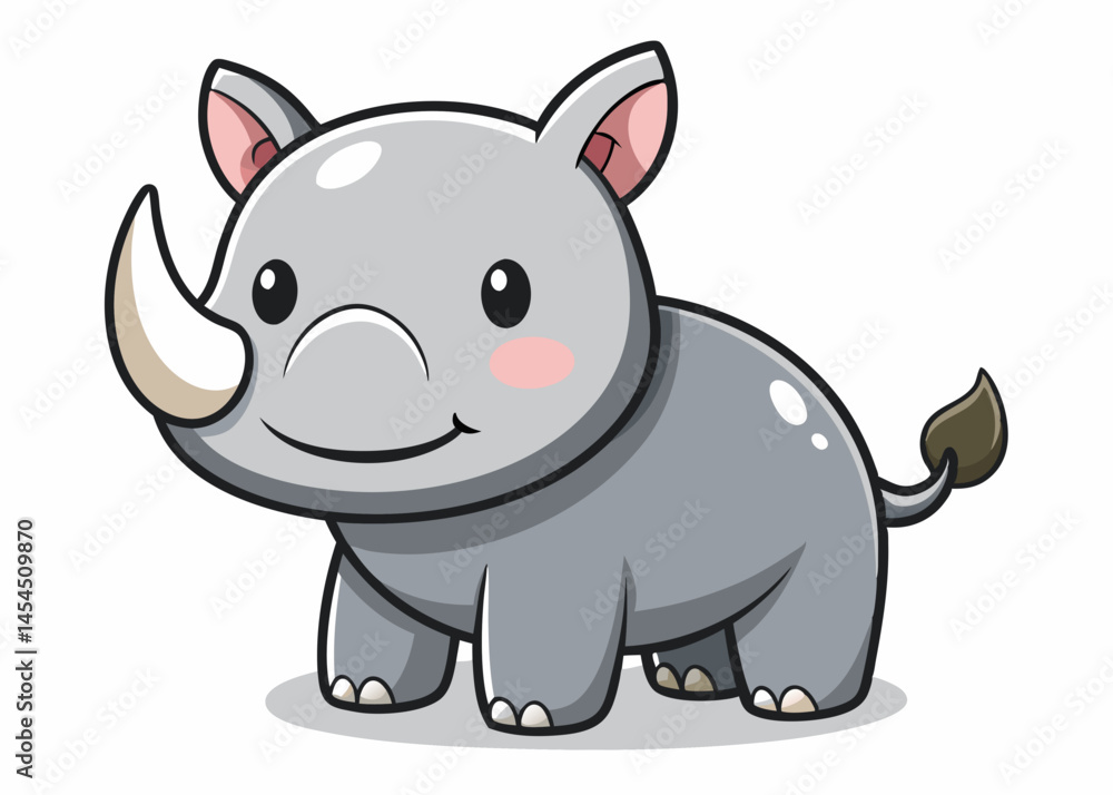 Adorable Cartoon Baby Rhinoceros Illustration Adorable Cartoon Baby Rhinoceros Illustration