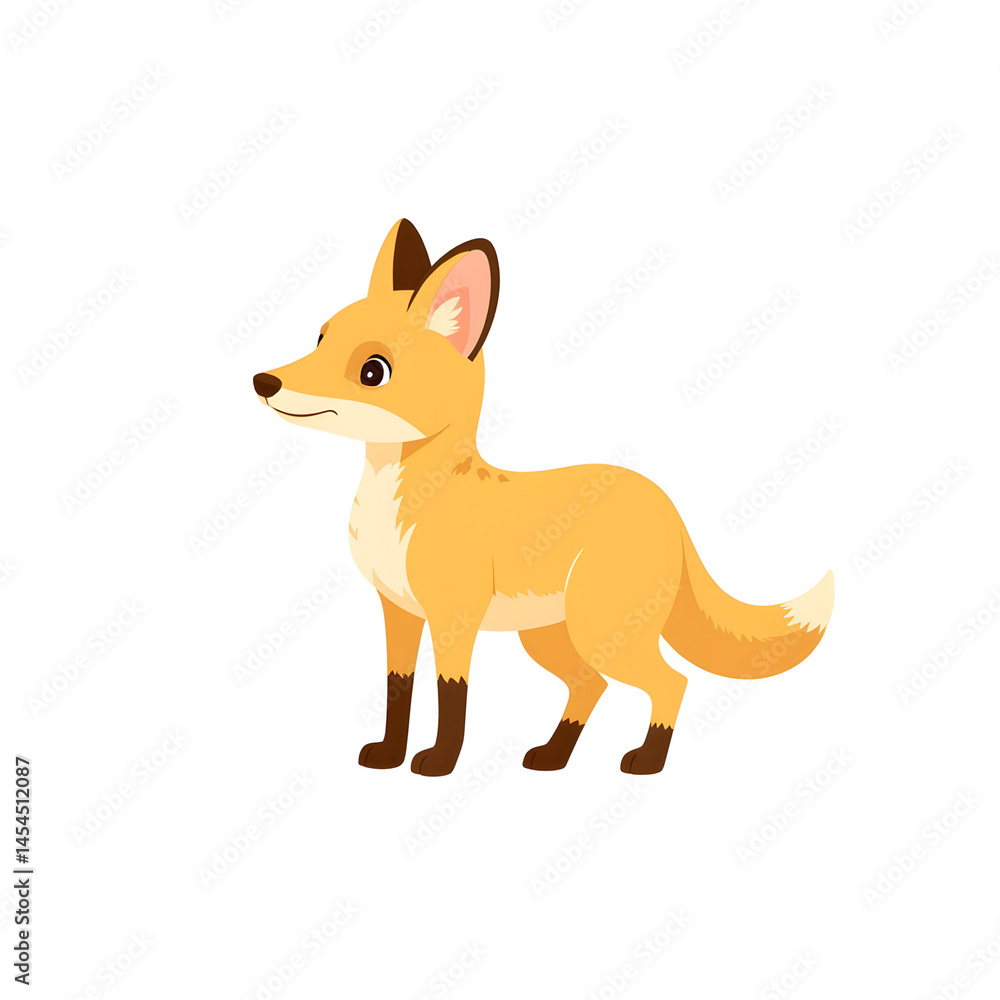 Obraz premium Cartoon fox standing against white background