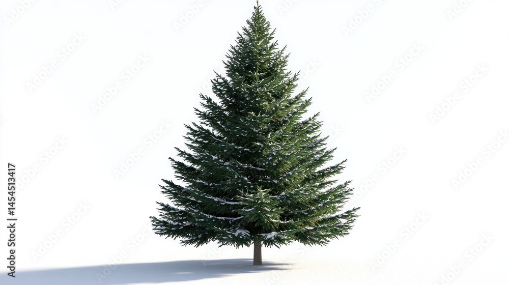 Fototapeta premium Spruce tree with cone shape, studio lighting, on white